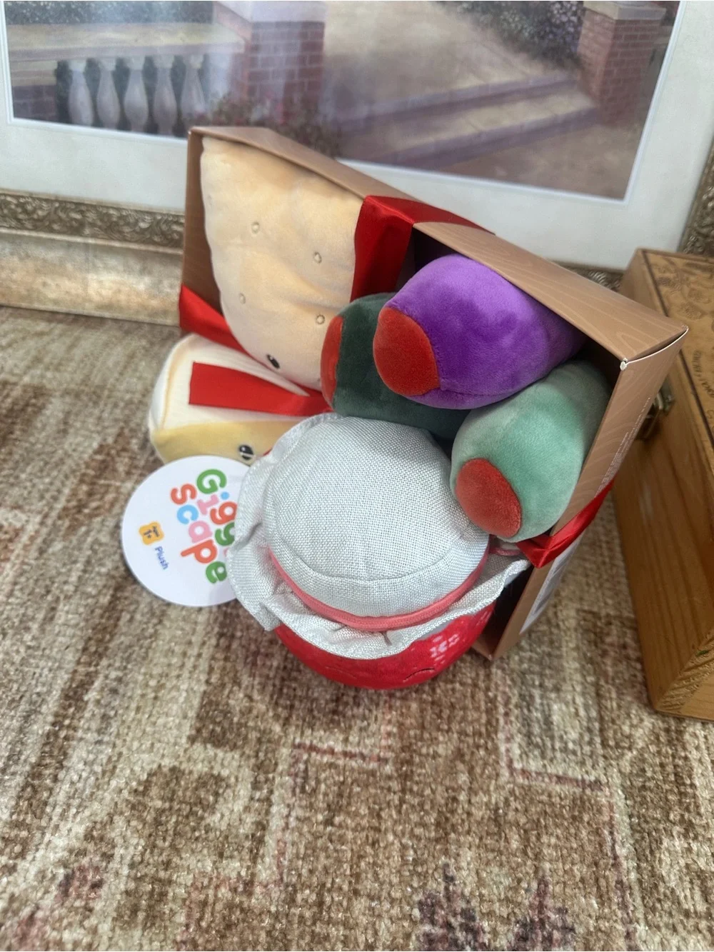 New GiggleScape Children’s Charcuterie Box 4 Plush Cheese, Olives, Jam, Crackers